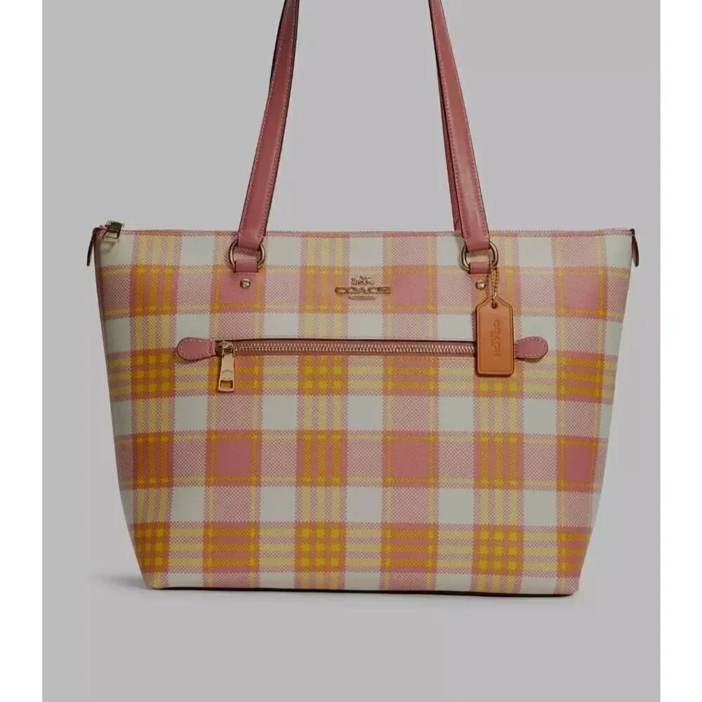 NWOT Coach Gallery Tote Bag With Garden Plaid Print (PF)